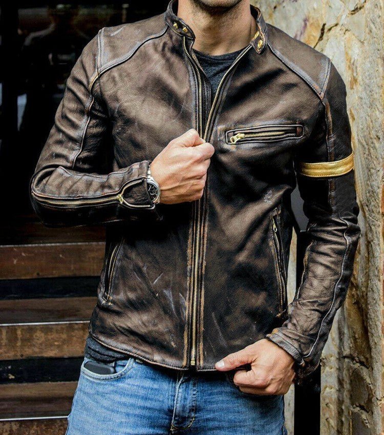 Motorcycle Leather Jacket For Men - AmiraMart