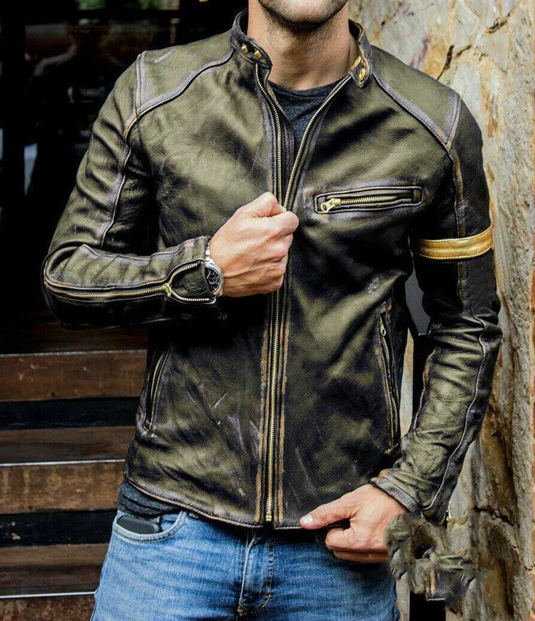 Motorcycle Leather Jacket For Men - AmiraMart