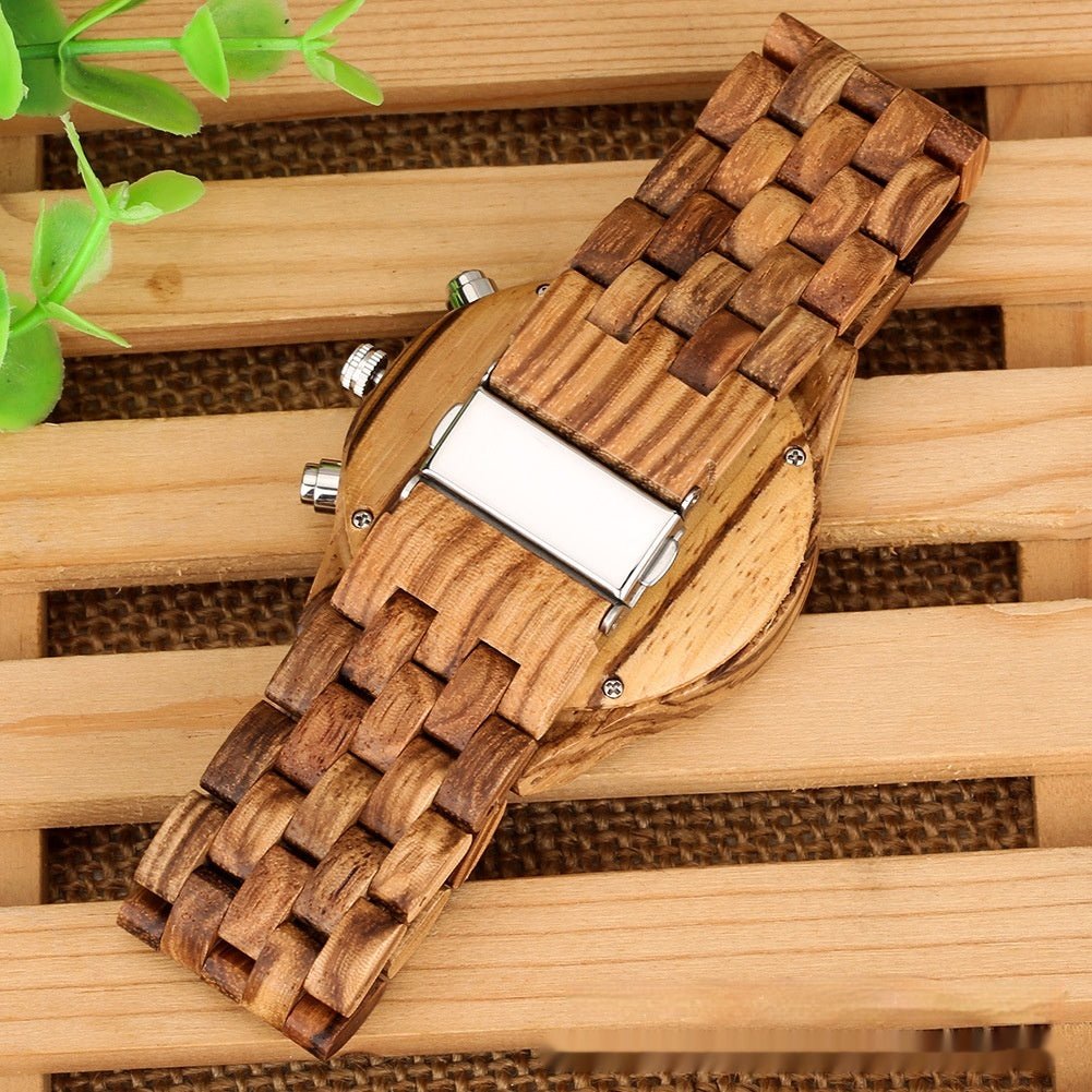 Multi - functional Full Wood Band Quartz Watch - AmiraMart