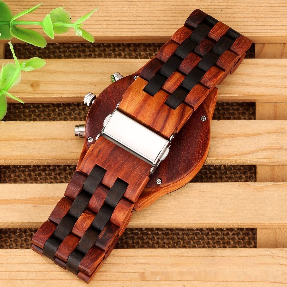 Multi - functional Full Wood Band Quartz Watch - AmiraMart