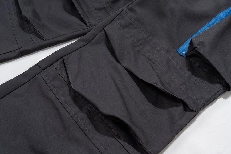 Multi - pocket Contrast Zip Casual Baggy Pants - AmiraMart