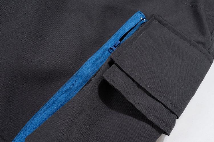 Multi - pocket Contrast Zip Casual Baggy Pants - AmiraMart
