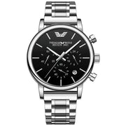 Silver Case Black Steel