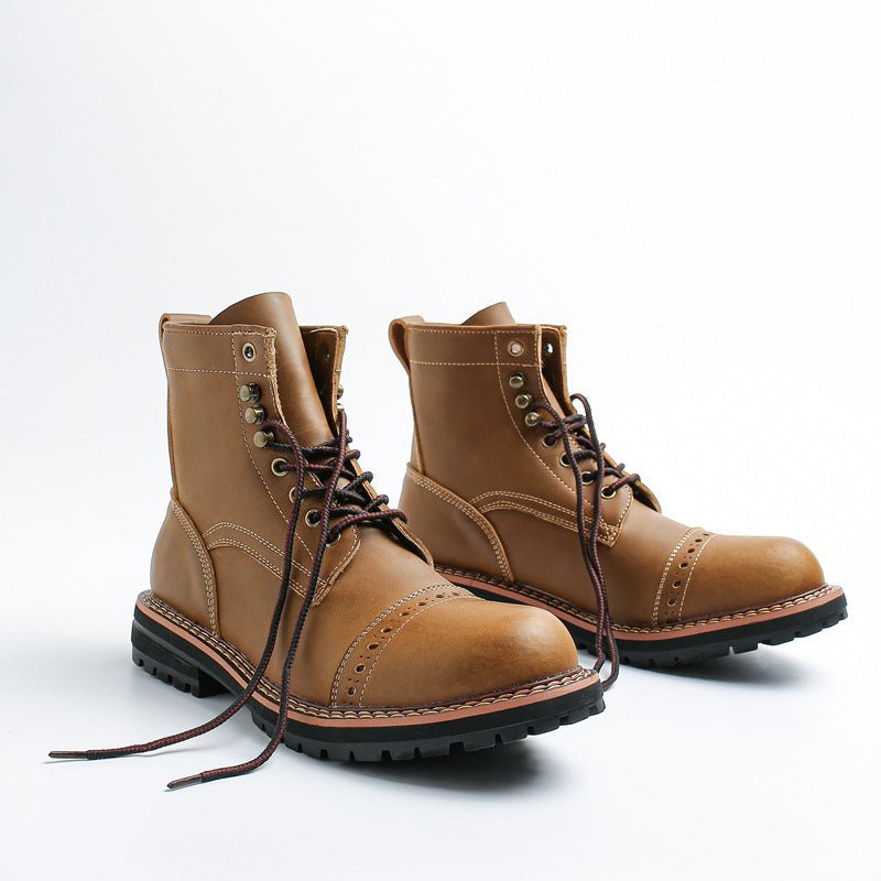 New American Vintage Leather Work Boots - AmiraMart