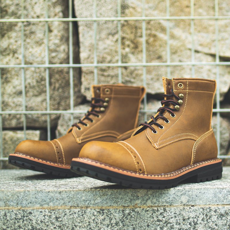 New American Vintage Leather Work Boots - AmiraMart
