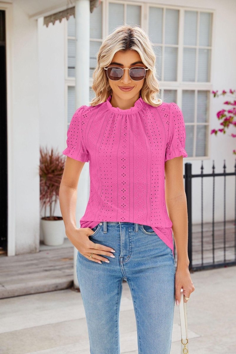 New Fashion Lacework Round Neck Top - AmiraMart