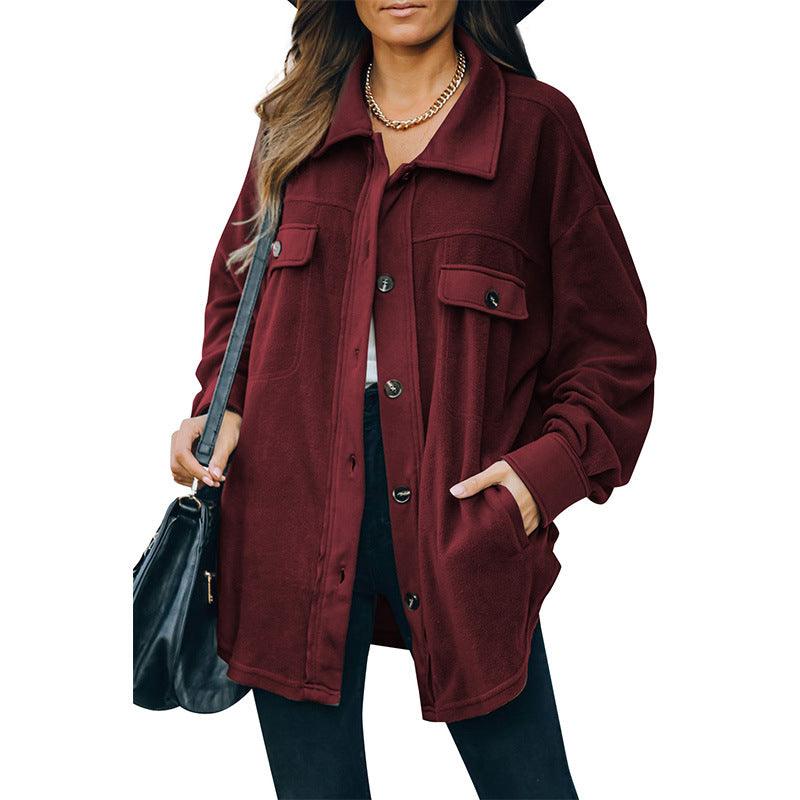 New Lapel Fleece - breasted Cardigan Jacket Shirt - AmiraMart