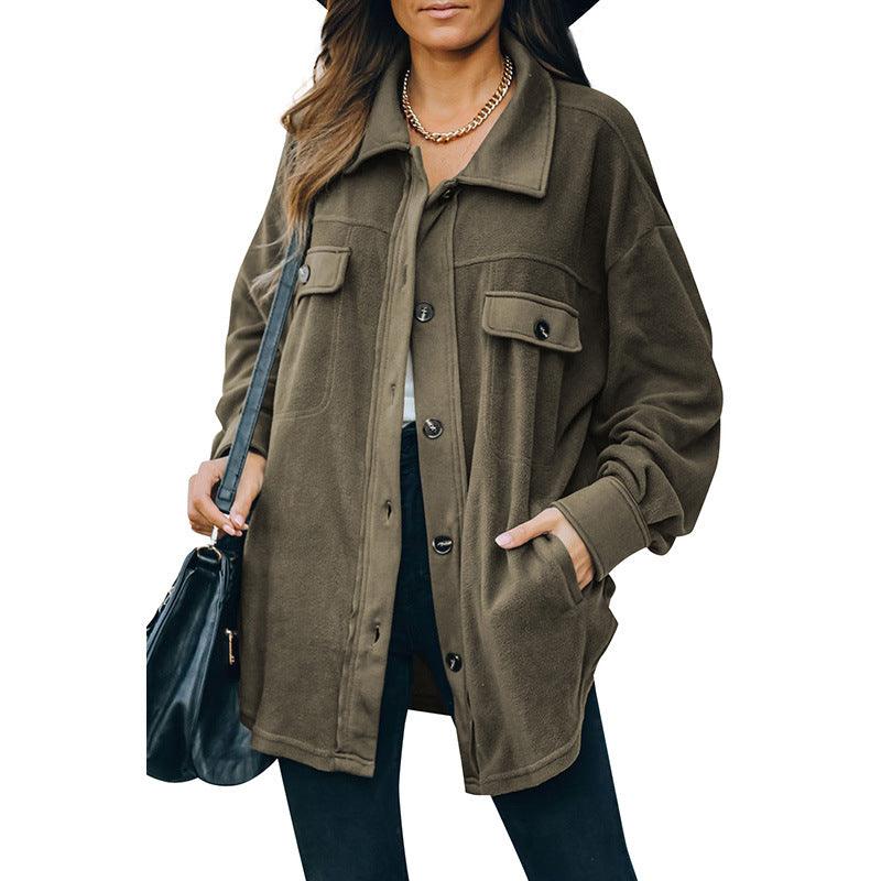 New Lapel Fleece - breasted Cardigan Jacket Shirt - AmiraMart