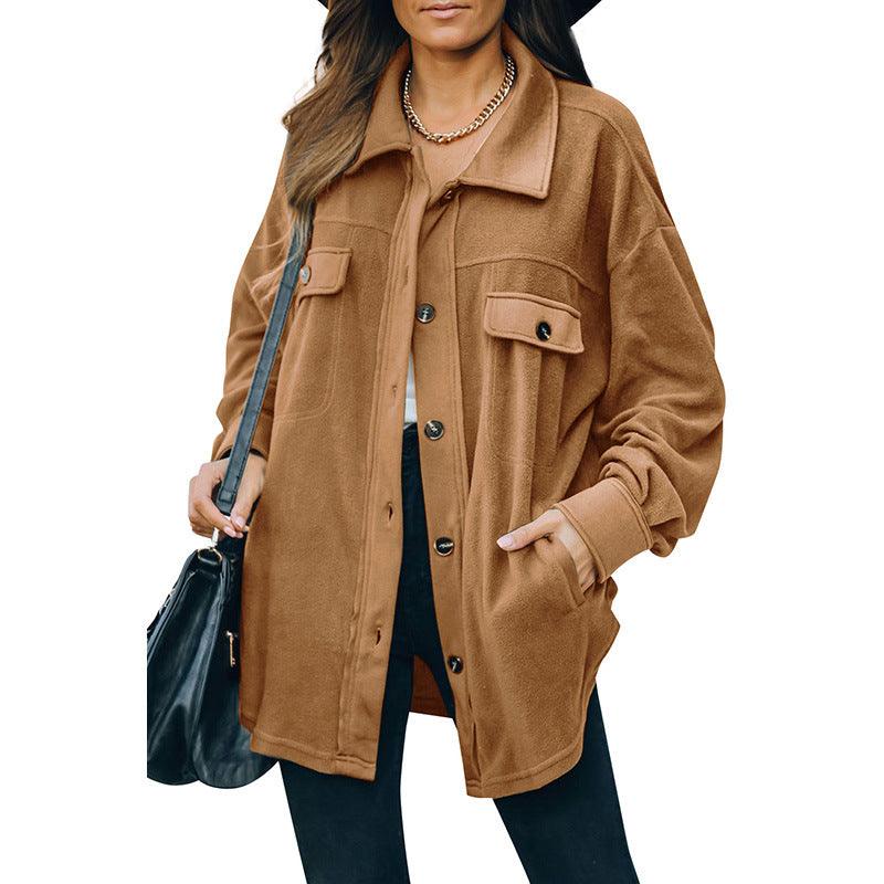 New Lapel Fleece - breasted Cardigan Jacket Shirt - AmiraMart