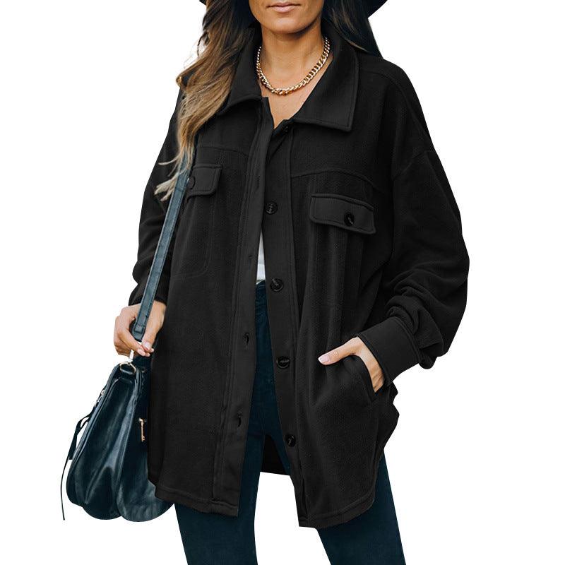 New Lapel Fleece - breasted Cardigan Jacket Shirt - AmiraMart