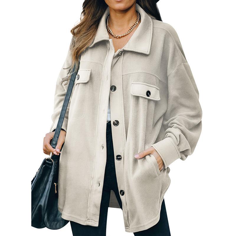New Lapel Fleece - breasted Cardigan Jacket Shirt - AmiraMart