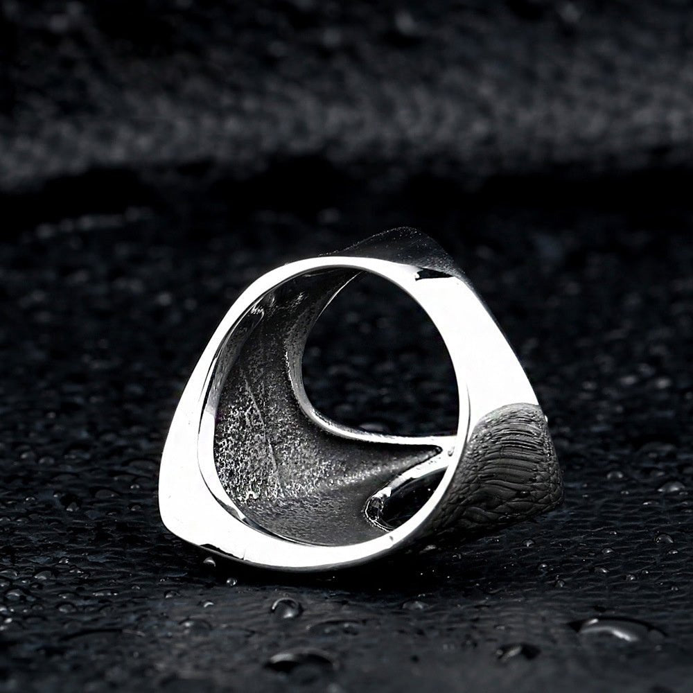 Nordic Raven Ring – Titanium Steel Carved Amulet - AmiraMart