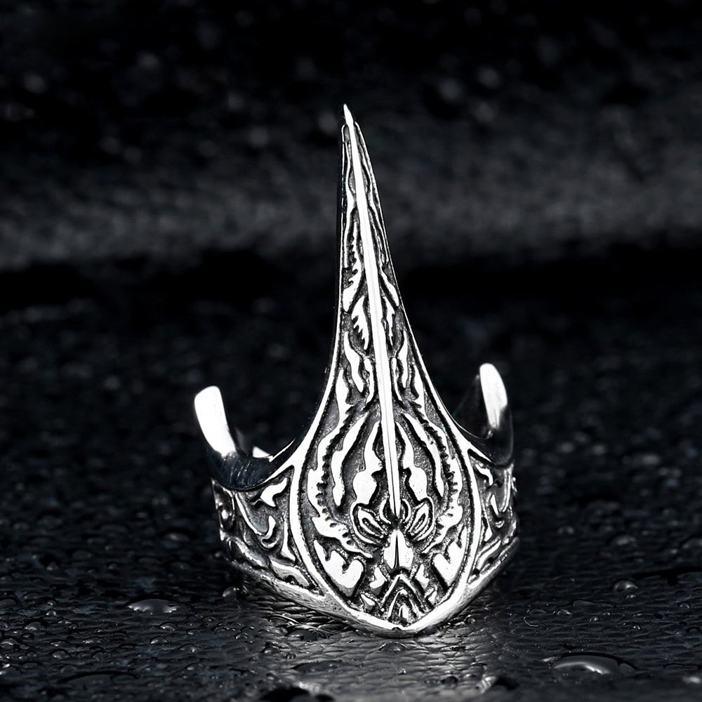 Nordic Raven Ring – Titanium Steel Carved Amulet - AmiraMart