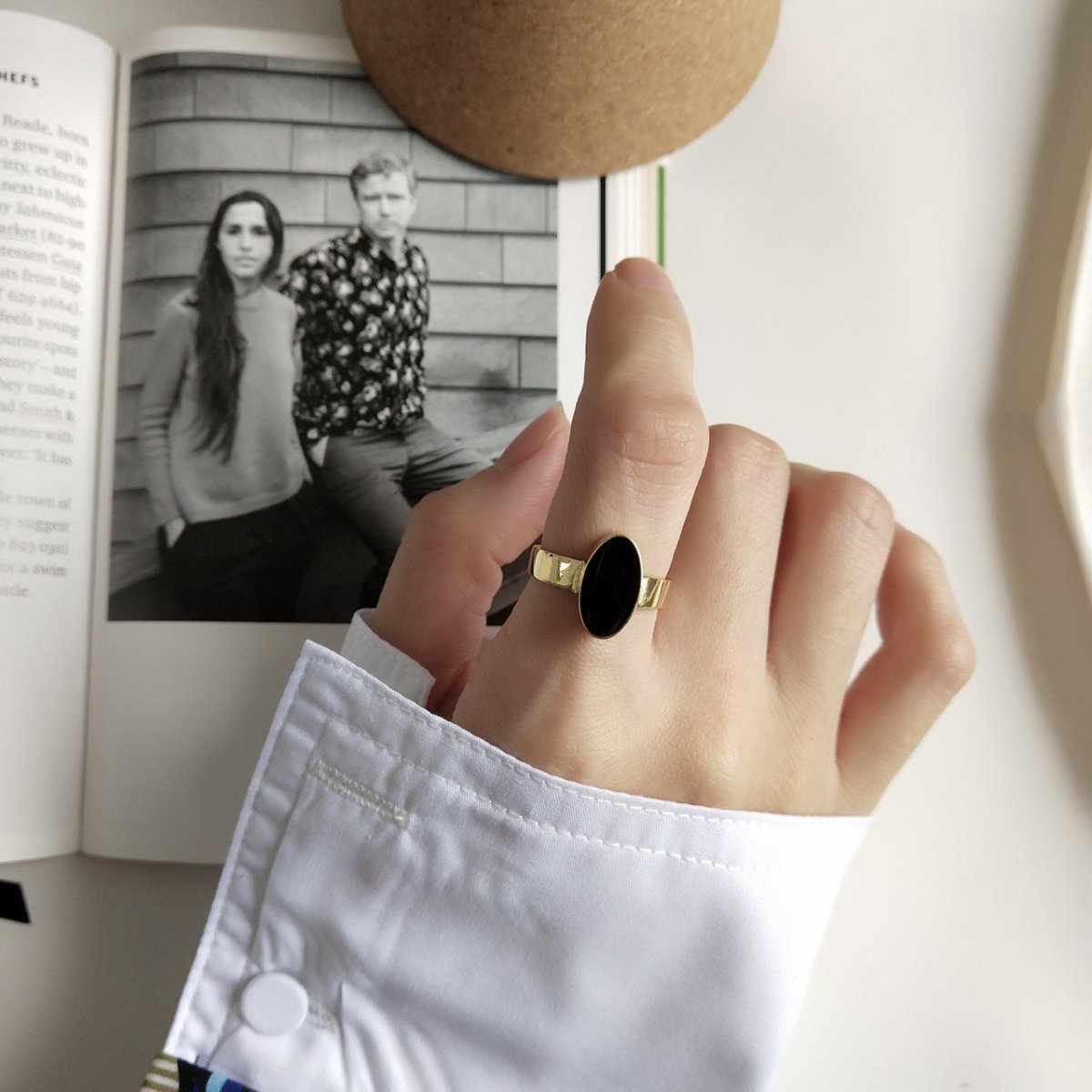 Nordic Style Simple Oval Epoxy Ring - AmiraMart