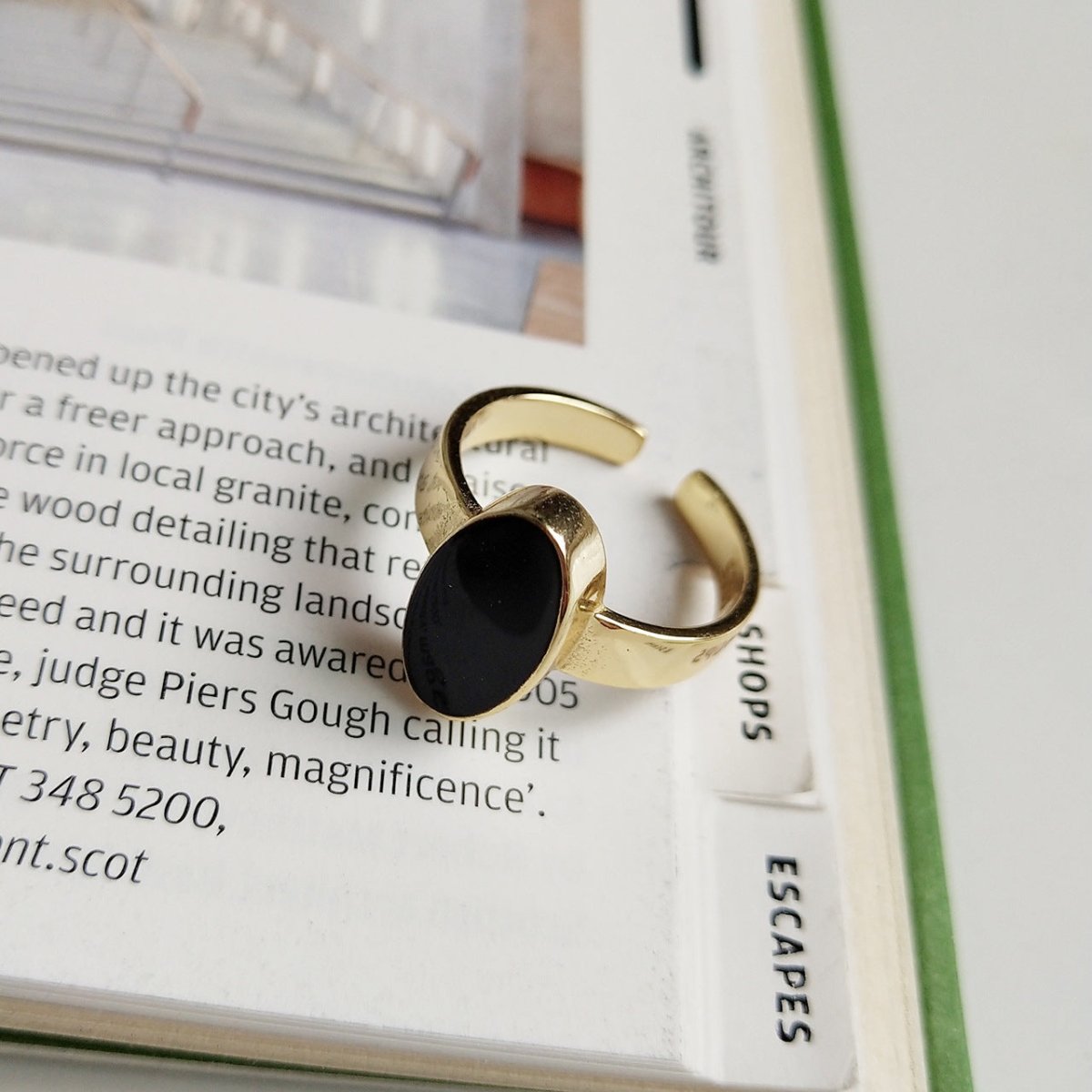 Nordic Style Simple Oval Epoxy Ring - AmiraMart