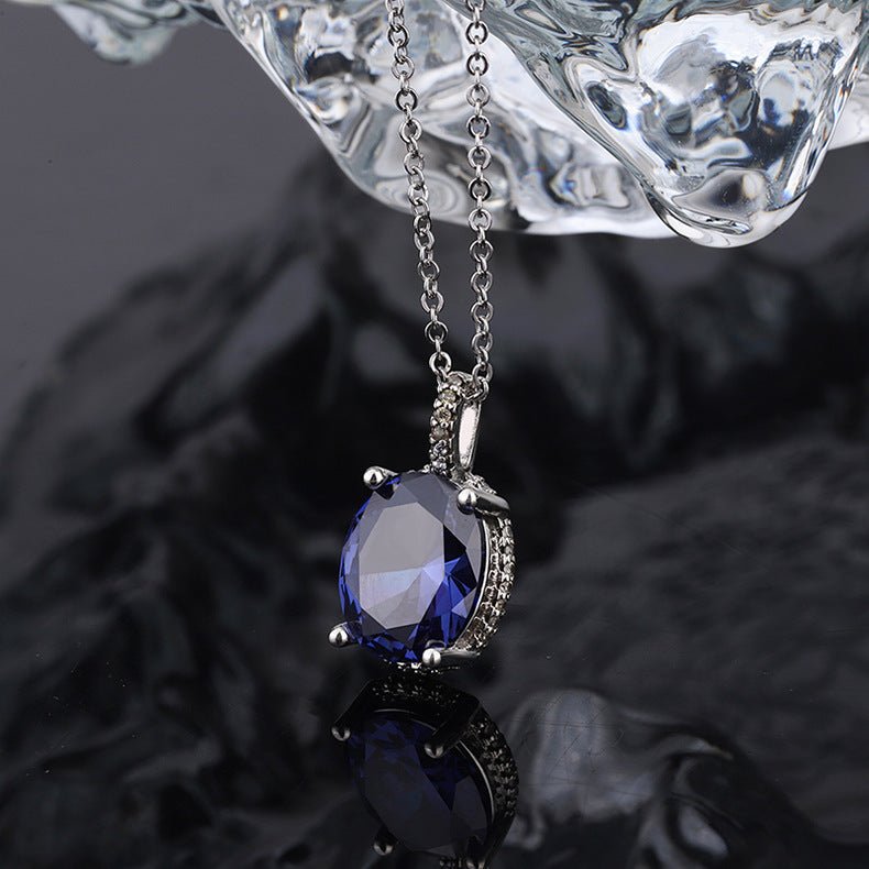 Ocean Heart Necklace Crystal Blue Collar Chain Girl - AmiraMart