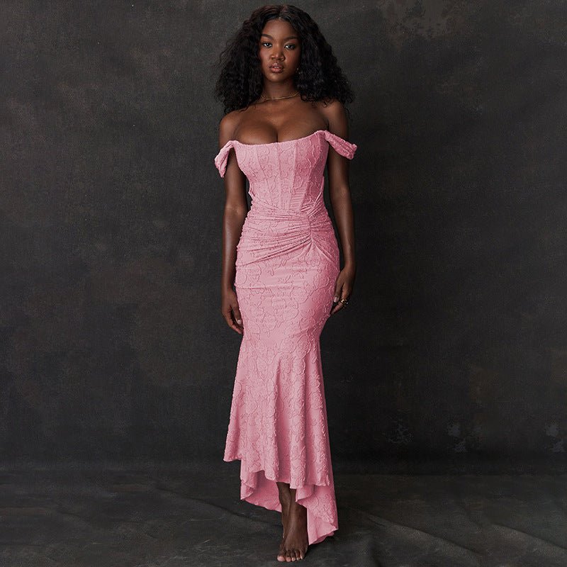 Off - Shoulder Bodycon Dress - AmiraMart