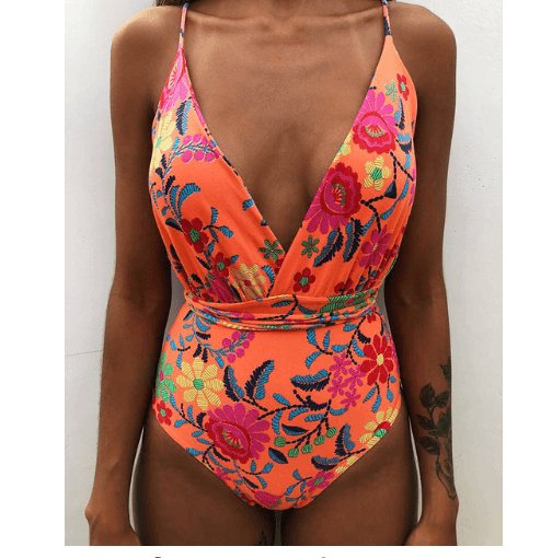 One Piece Swimsuit Female Backless Bodysuit - AmiraMart