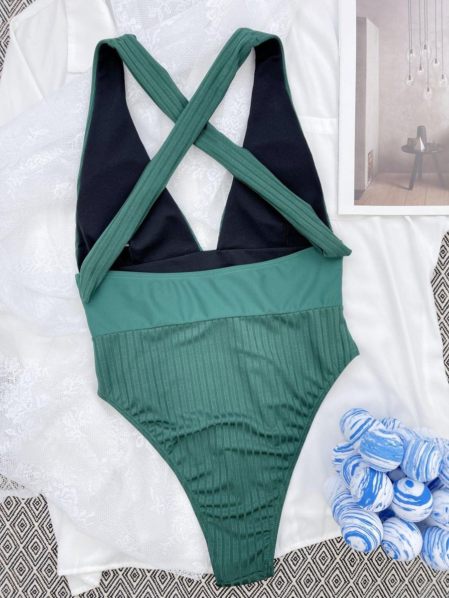One - piece Swimsuit Patchwork Swimsuit Bikini - AmiraMart