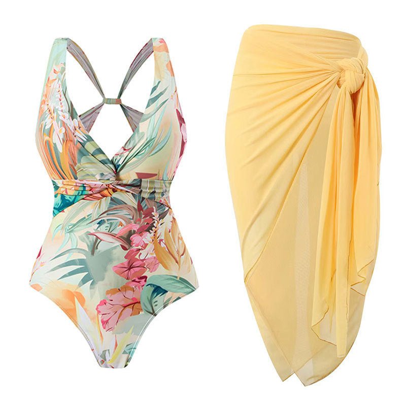 One - piece Swimsuit Sexy Slimming Backless European And American Printed Swimsuit - AmiraMart