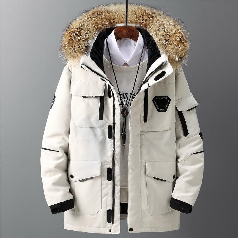 Outdoor men and women mid - length loose couple custom thick coat - AmiraMart