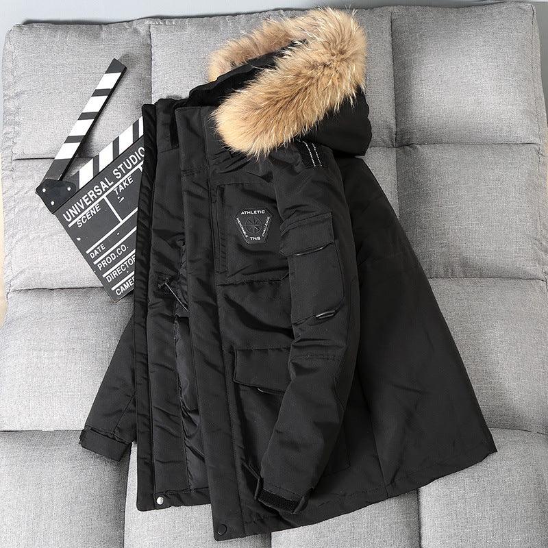 Outdoor men and women mid - length loose couple custom thick coat - AmiraMart