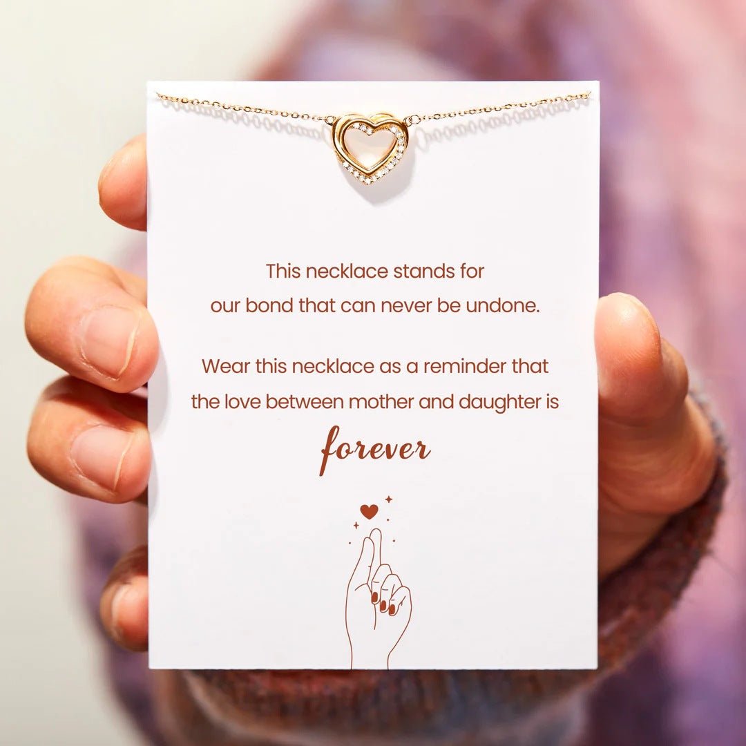 Overlapping Double Hollow Heart Necklace - AmiraMart