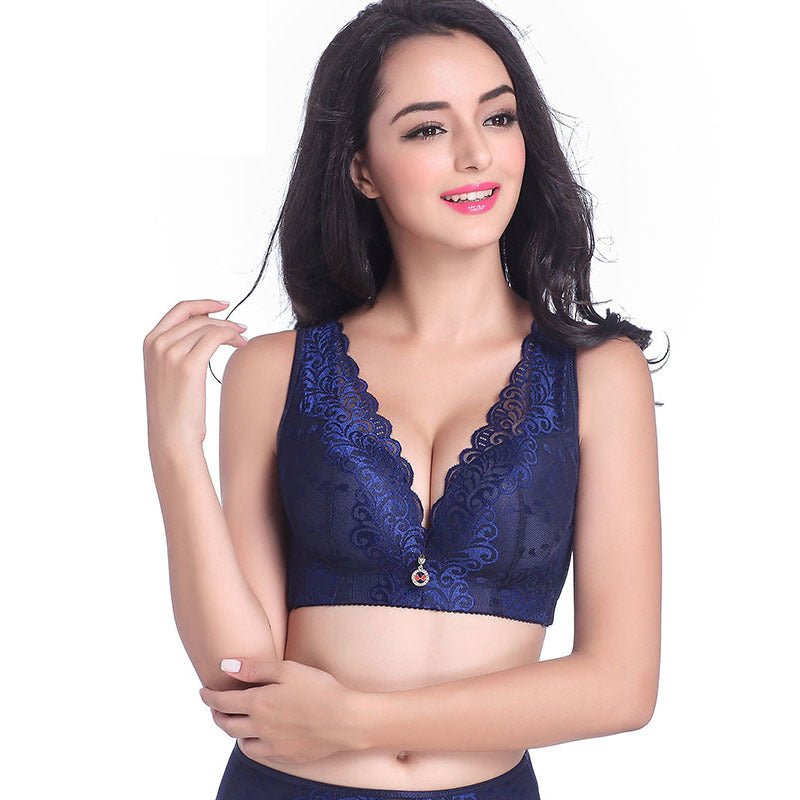 Wide Strap Adjuster Thin Large Cup Bra - AmiraMart