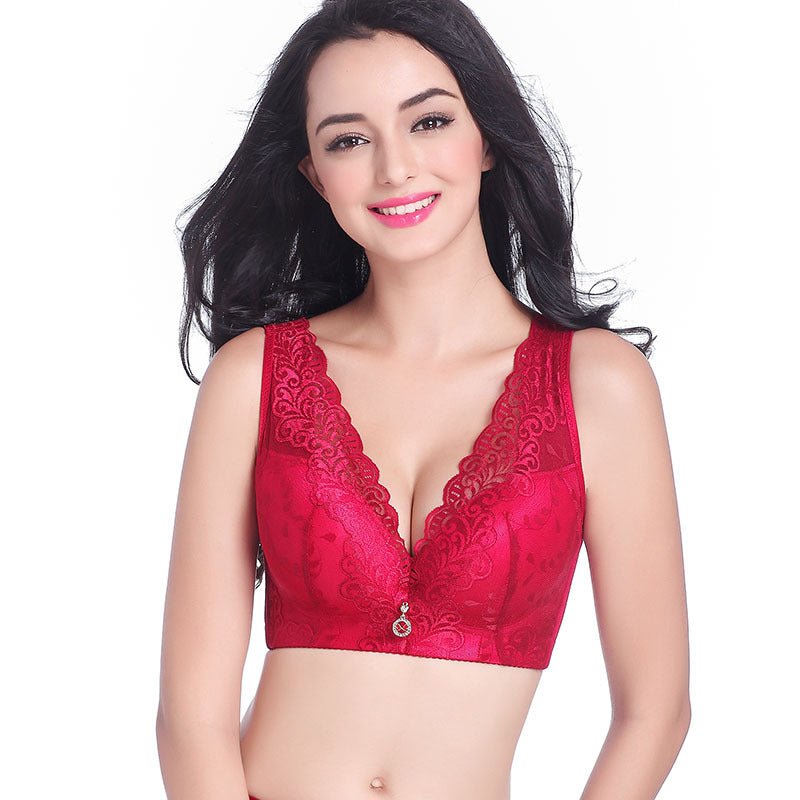 Wide Strap Adjuster Thin Large Cup Bra - AmiraMart