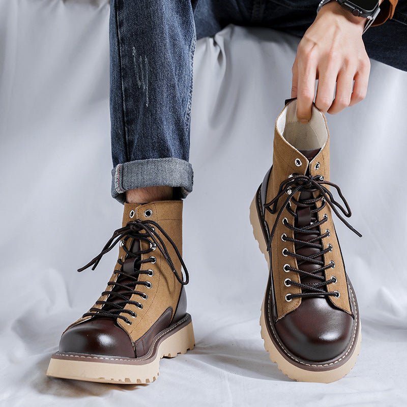 Patchwork Retro All - matching Work Clothes Boots - AmiraMart