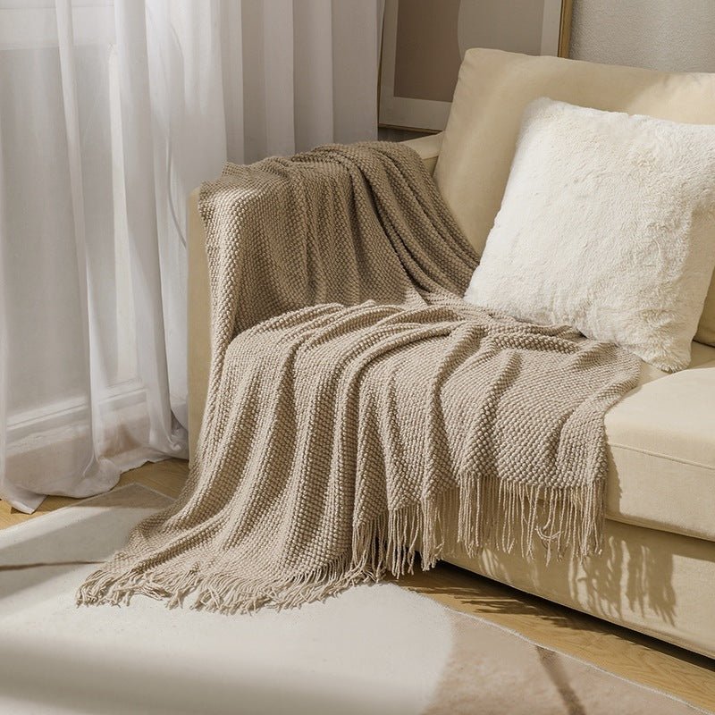 Pineapple Plaid Knit Sofa Cover Blanket - AmiraMart