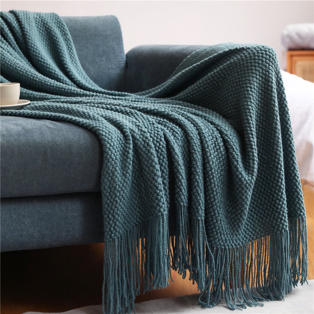 Pineapple Plaid Knit Sofa Cover Blanket - AmiraMart