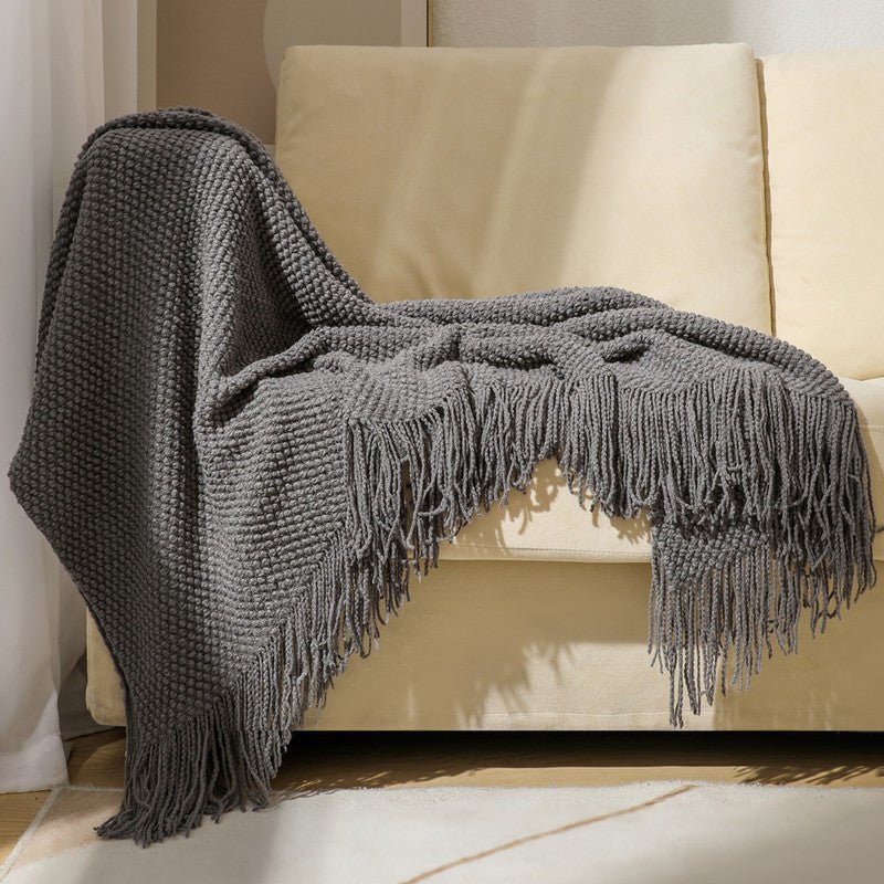 Pineapple Plaid Knit Sofa Cover Blanket - AmiraMart