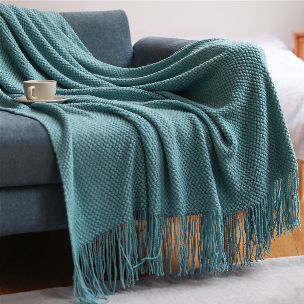 Pineapple Plaid Knit Sofa Cover Blanket - AmiraMart