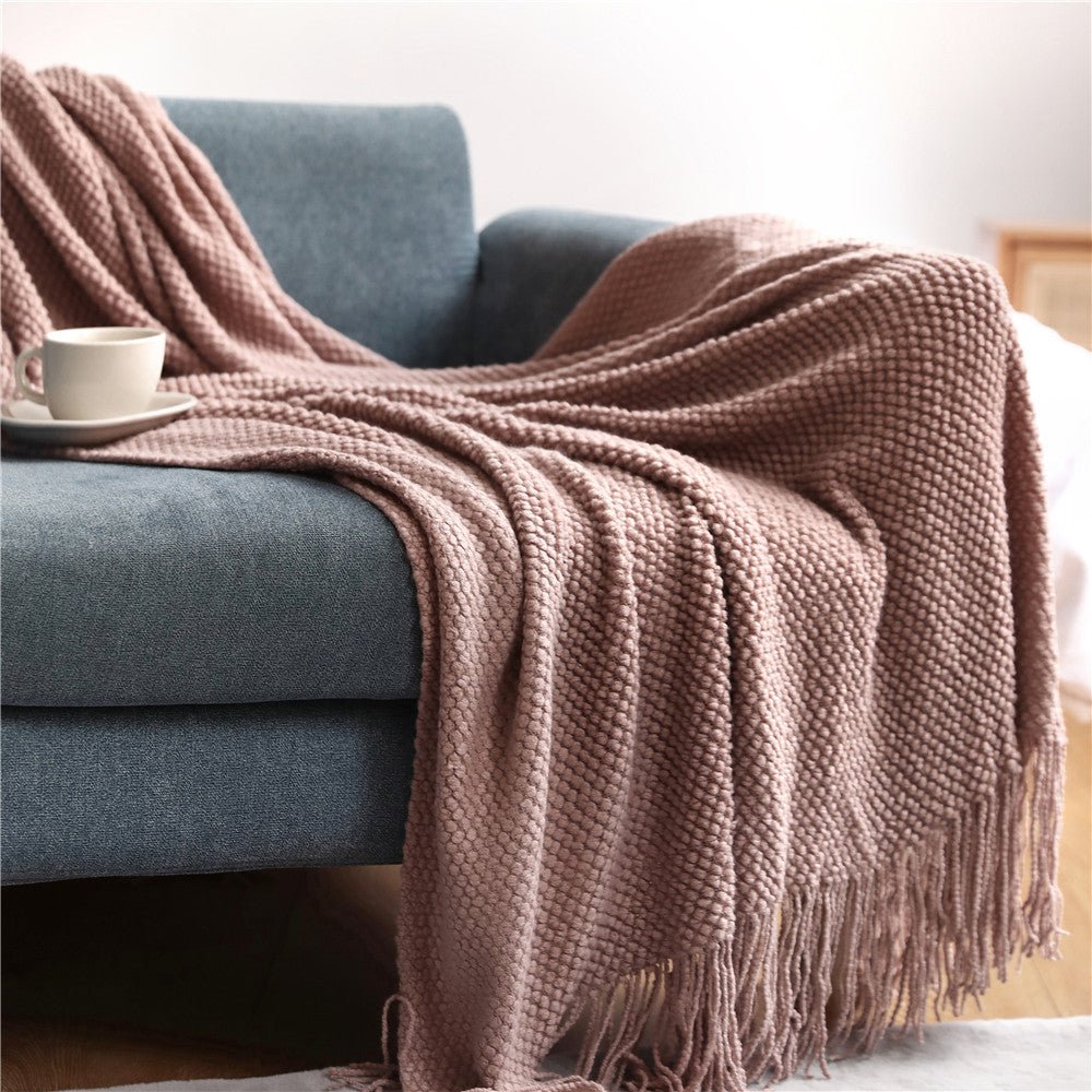 Pineapple Plaid Knit Sofa Cover Blanket - AmiraMart