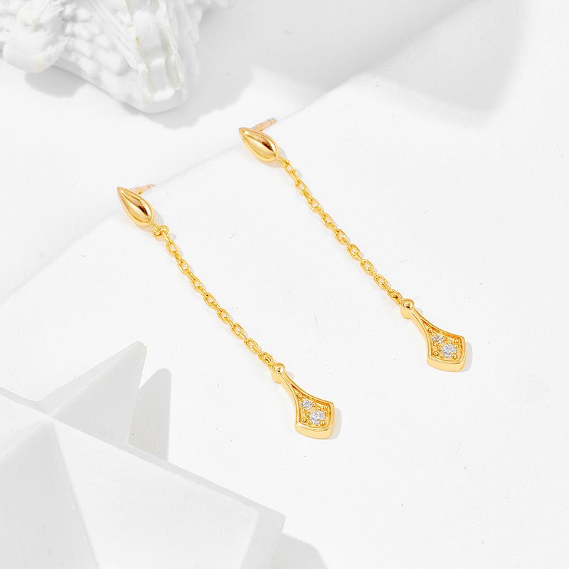 Plated 14K Gold White Zirconium Earrings - AmiraMart