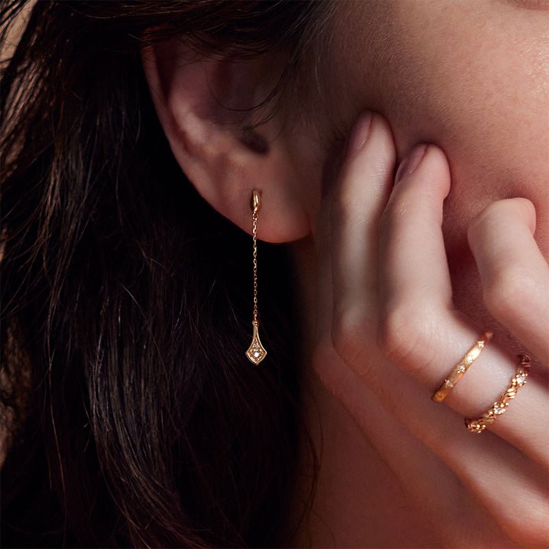 Plated 14K Gold White Zirconium Earrings - AmiraMart