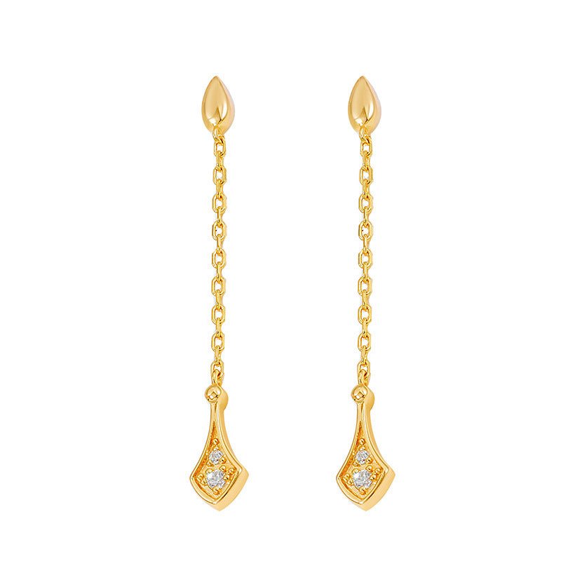 Plated 14K Gold White Zirconium Earrings - AmiraMart
