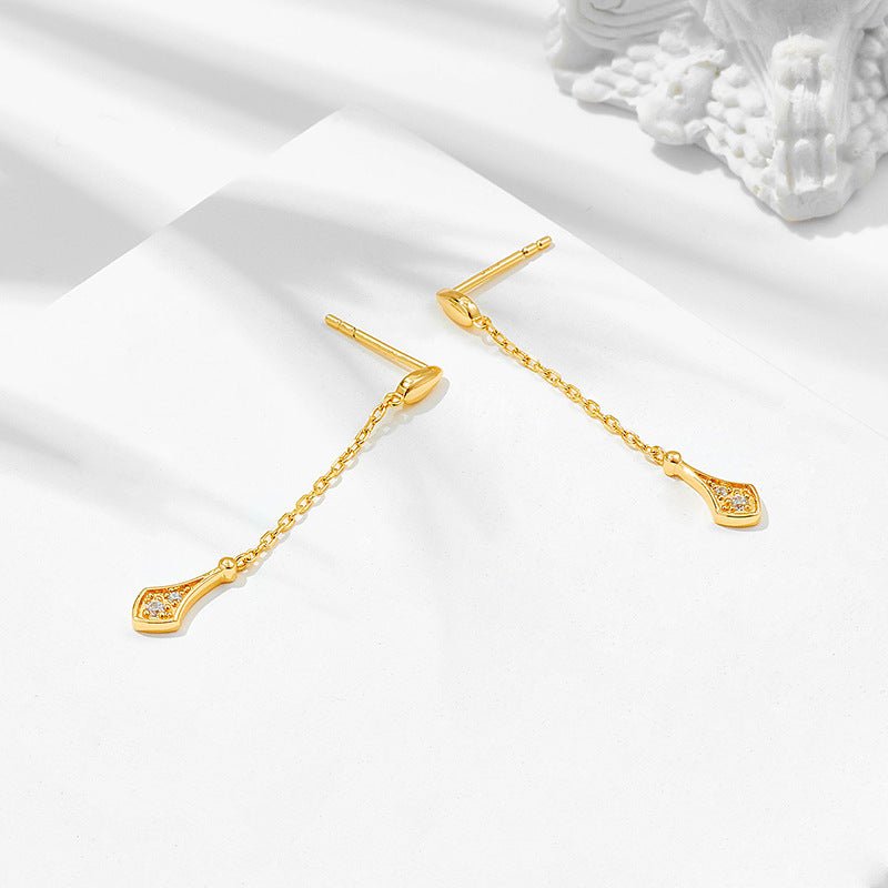 Plated 14K Gold White Zirconium Earrings - AmiraMart
