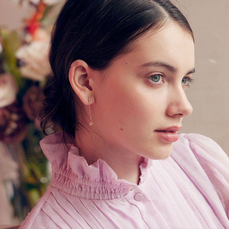 Plated 14K Gold White Zirconium Earrings - AmiraMart
