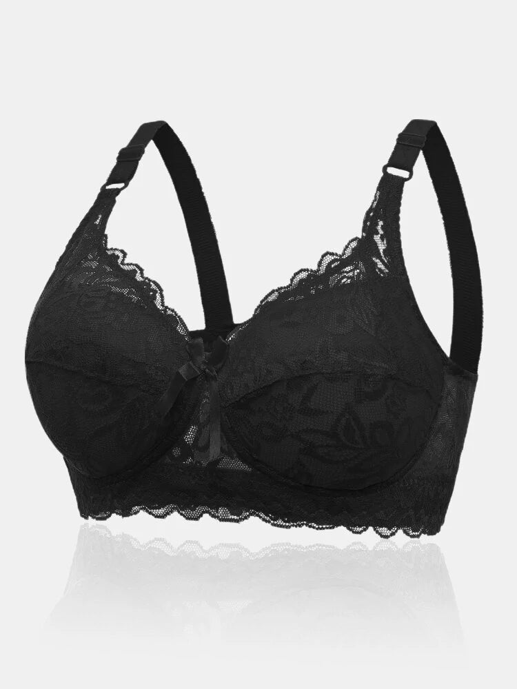 Plus Size Cotton Cup Adjustable Lace Sexy Bra - AmiraMart