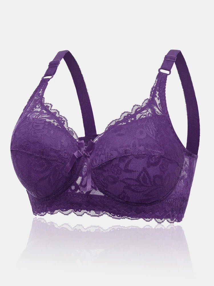 Plus Size Cotton Cup Adjustable Lace Sexy Bra - AmiraMart