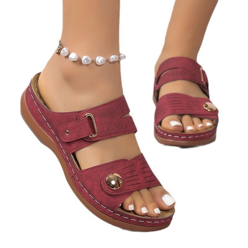 Plus Size Hollow - Out Platform Slippers | Breathable Women's Shoes - AmiraMart