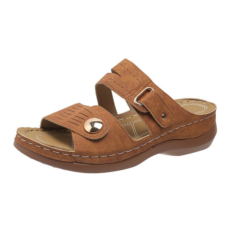 Plus Size Hollow - Out Platform Slippers | Breathable Women's Shoes - AmiraMart