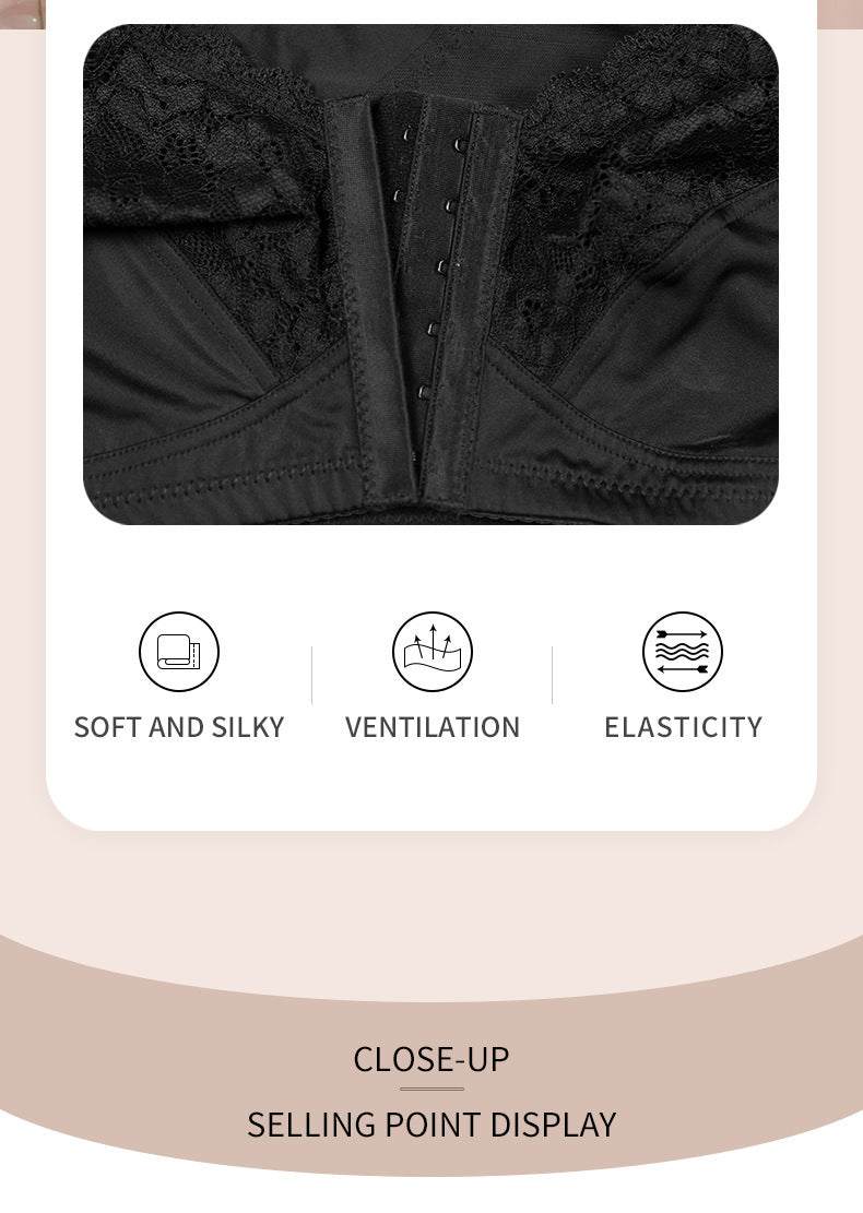 Plus Size Lace Bra – Front Button & No Steel Ring - AmiraMart