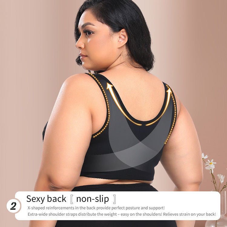 Plus Size Lace Bra – Front Button & No Steel Ring - AmiraMart