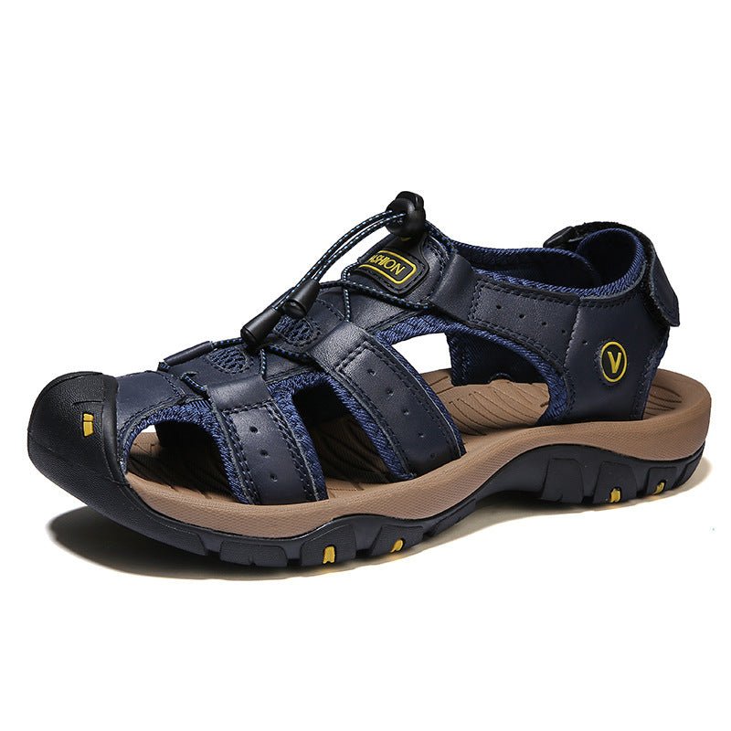 Plus Size Outdoor Men's Leather Sports Sandals - AmiraMart