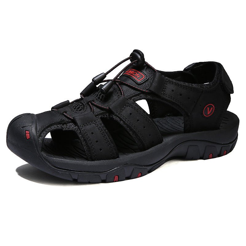 Plus Size Outdoor Men's Leather Sports Sandals - AmiraMart