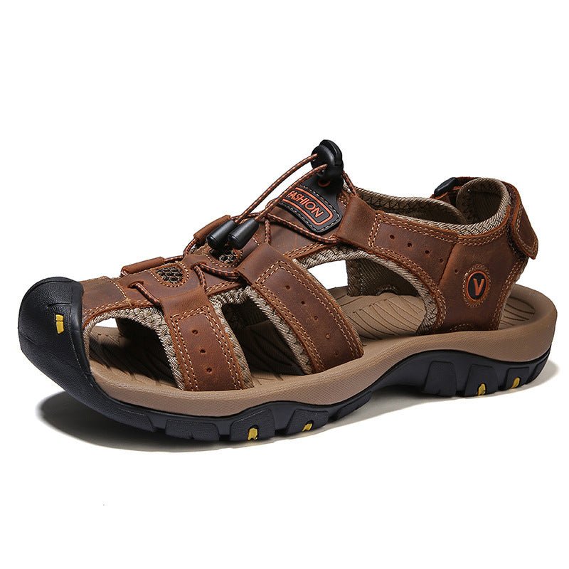 Plus Size Outdoor Men's Leather Sports Sandals - AmiraMart