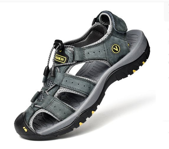 Plus Size Outdoor Men's Leather Sports Sandals - AmiraMart